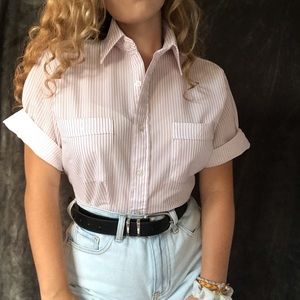 Vintage Candy Cane Striped Short sleeve Button-Up